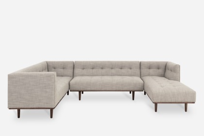 Jeanne Extended Sectional Chaise Sofa Sand Grey Right Facing