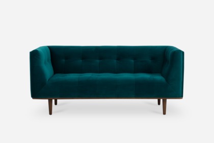 Jeanne 2 Seater Sofa Deep Teal Velvet Castlery Singapore