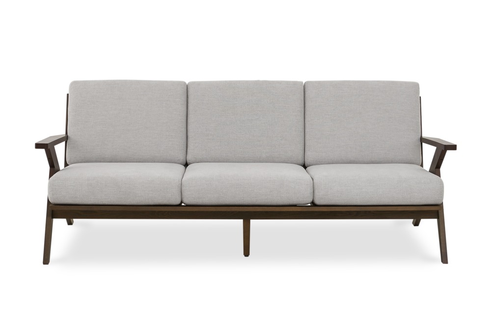 Ollie 3 Seater Sofa, Shell Grey, Walnut Castlery Singapore
