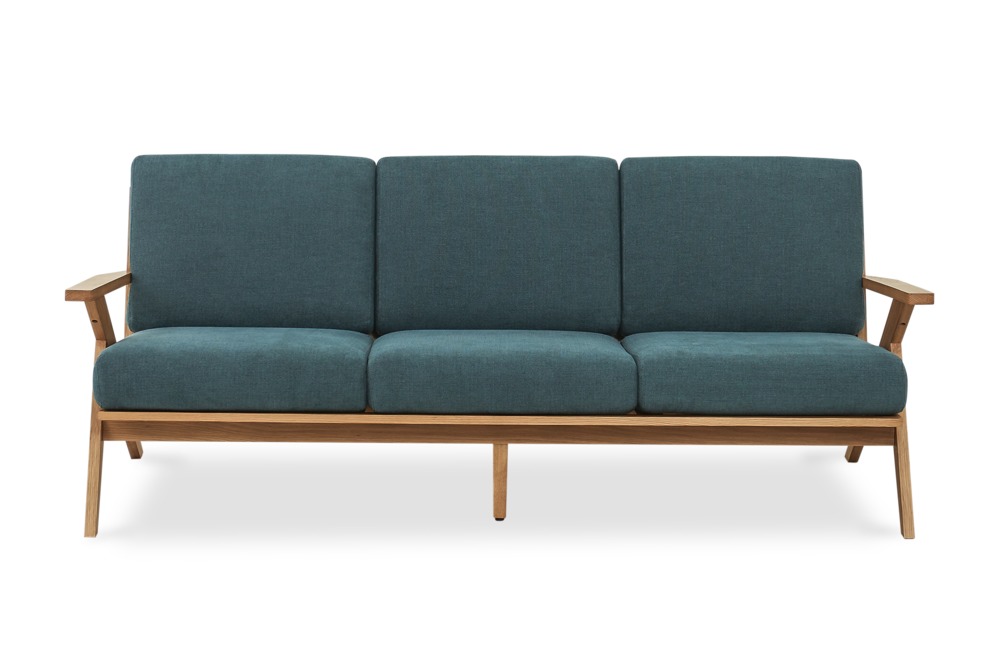 Ollie 3 Seater Sofa, Oak, Petrol Castlery Singapore