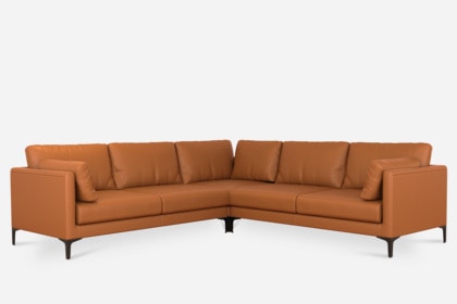 Adams L Shape Sectional Sofa Leather Mocha Black Castlery