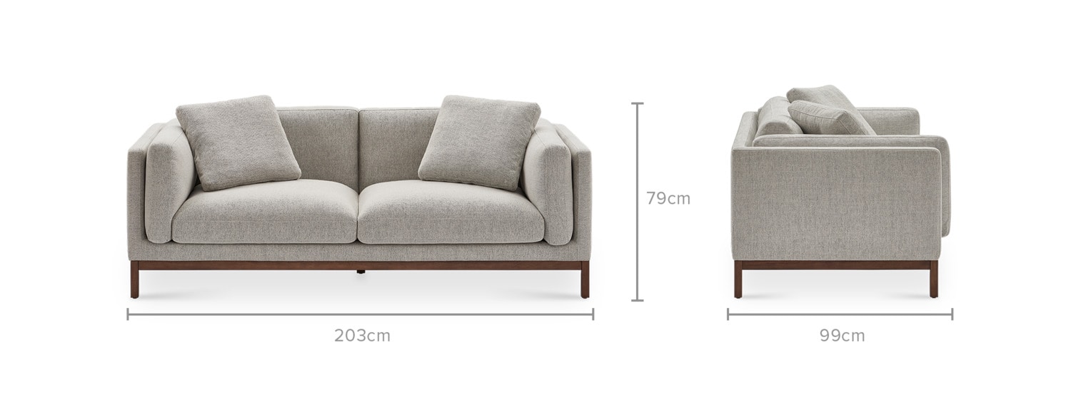 Owen 3 Seater Sofa, Walnut, Pearl Beige Castlery Singapore