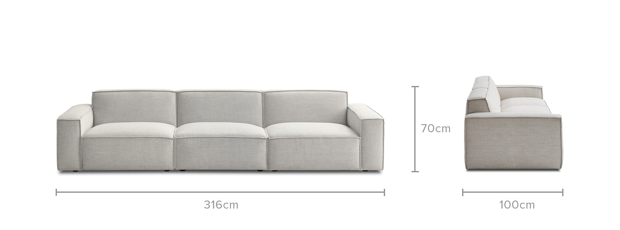 Jonathan Extended Sofa, Creamy White Castlery Singapore